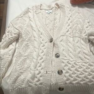 Arie Cozy Cream Cable Knit Cardigan